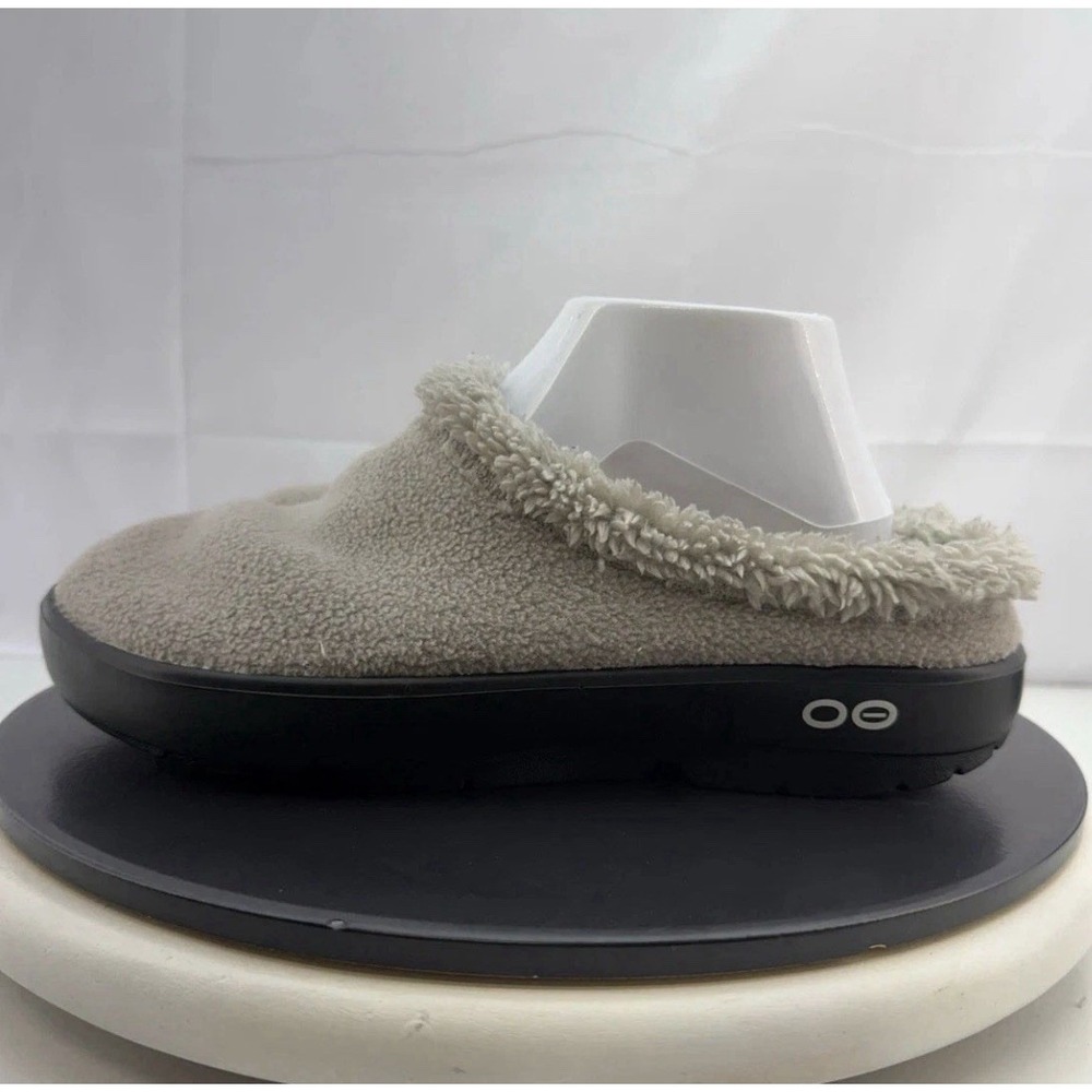 Oofos Oocoozie Mule Mens Size 10 Gray Sherpa Comfort Recovery Slip On Shoes NEW